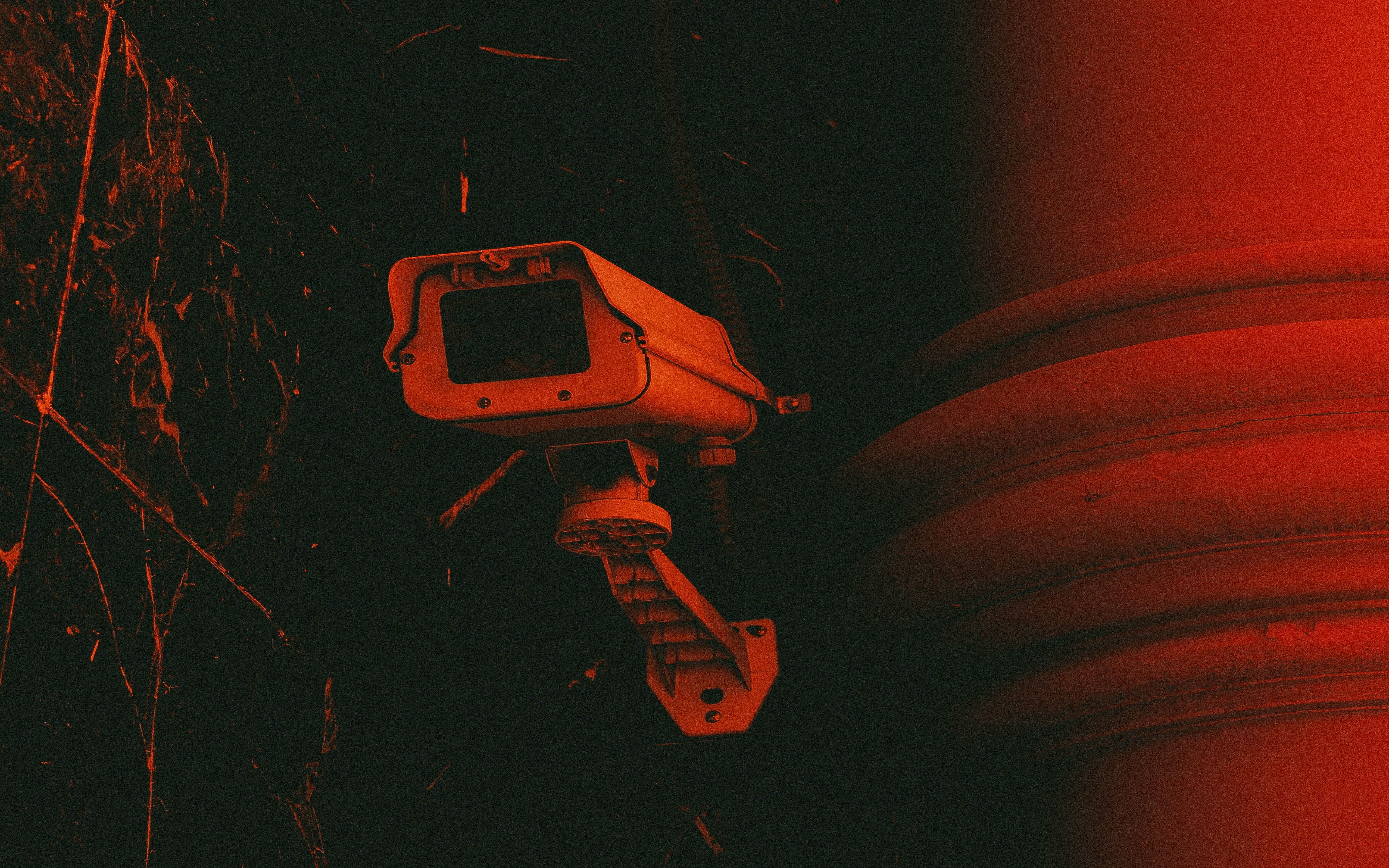 Security camera under red lighting