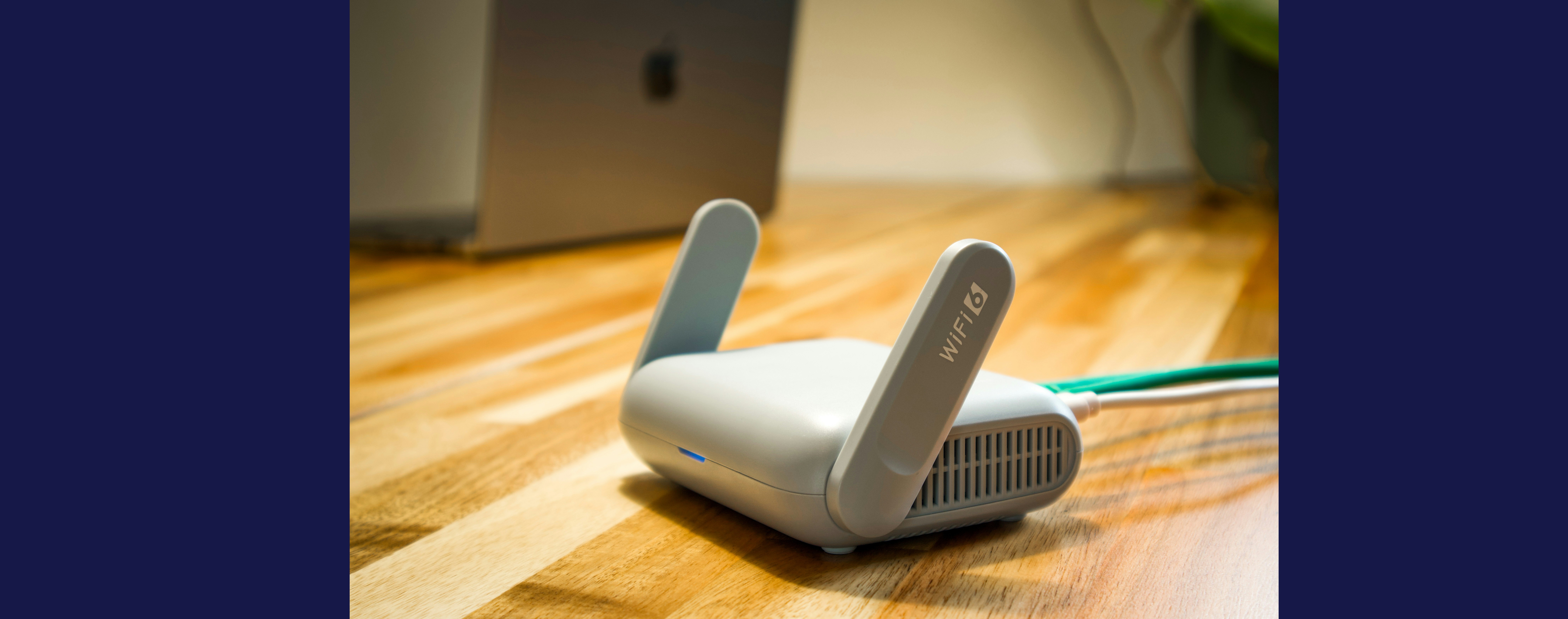 Wireless router on a desk